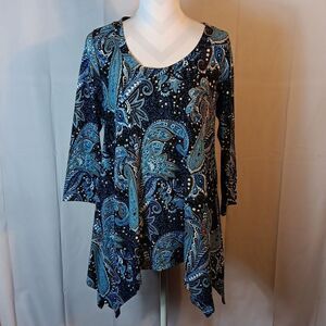 Premise Paisley Asymmetrical Tunic Top